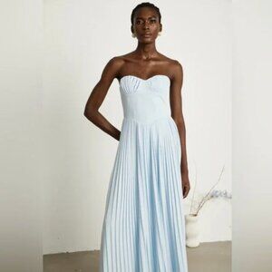 Miss Rosier Carlotta Blue Pleated Corset Maxi Dress Size Medium